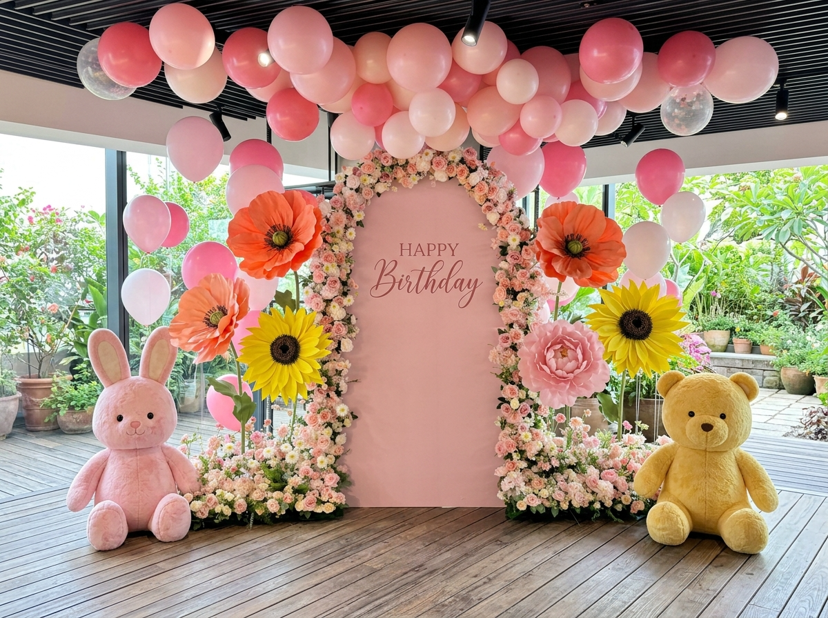 서초 생일파티 포토존 - 자녀 생일 플라워 데코